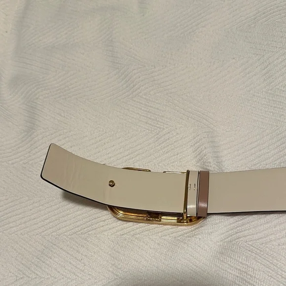 Valentino Garavani V-Logo Cream and Gold Belt size 85 (Small) - Picture 6 of 10